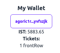 Screenshot: Tickets in Keplr wallet